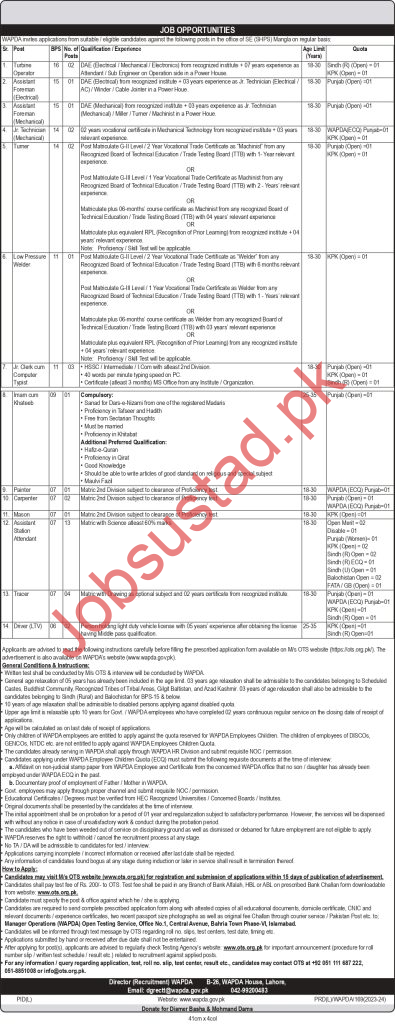 Wapda Jobs in 2024 - Online Apply for Wapda Jobs 2024